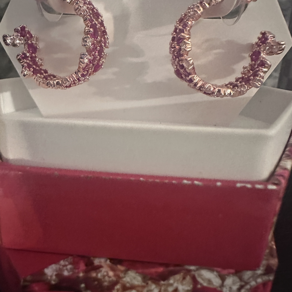BP Pink and Silver Crystal Hoop Earrings